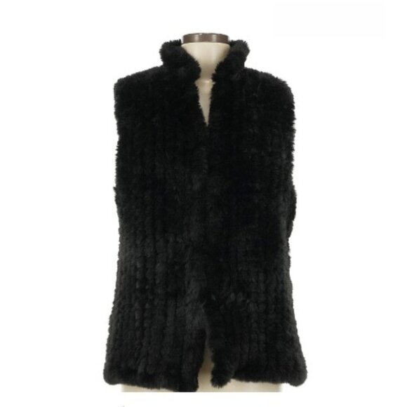 Black Faux Fur Vest Jacket by Aqua - X-small - Picture 6 of 13